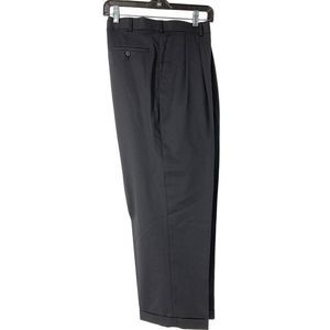 Men’s Louis Rafael Luxe Wool Dress Pleat Cuff Pants 42 x 27.5 5338 Jet Black
